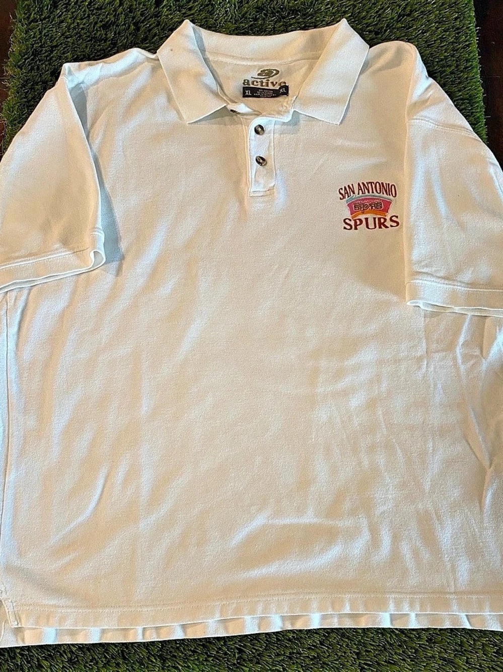 Vintage San Antonio Spurs Men's Cotton Polo in White XL Like New